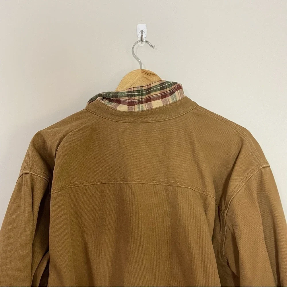 [L.L. Bean] Men's Tan Flannel Interior Workwear Snap Button Barn Jacket